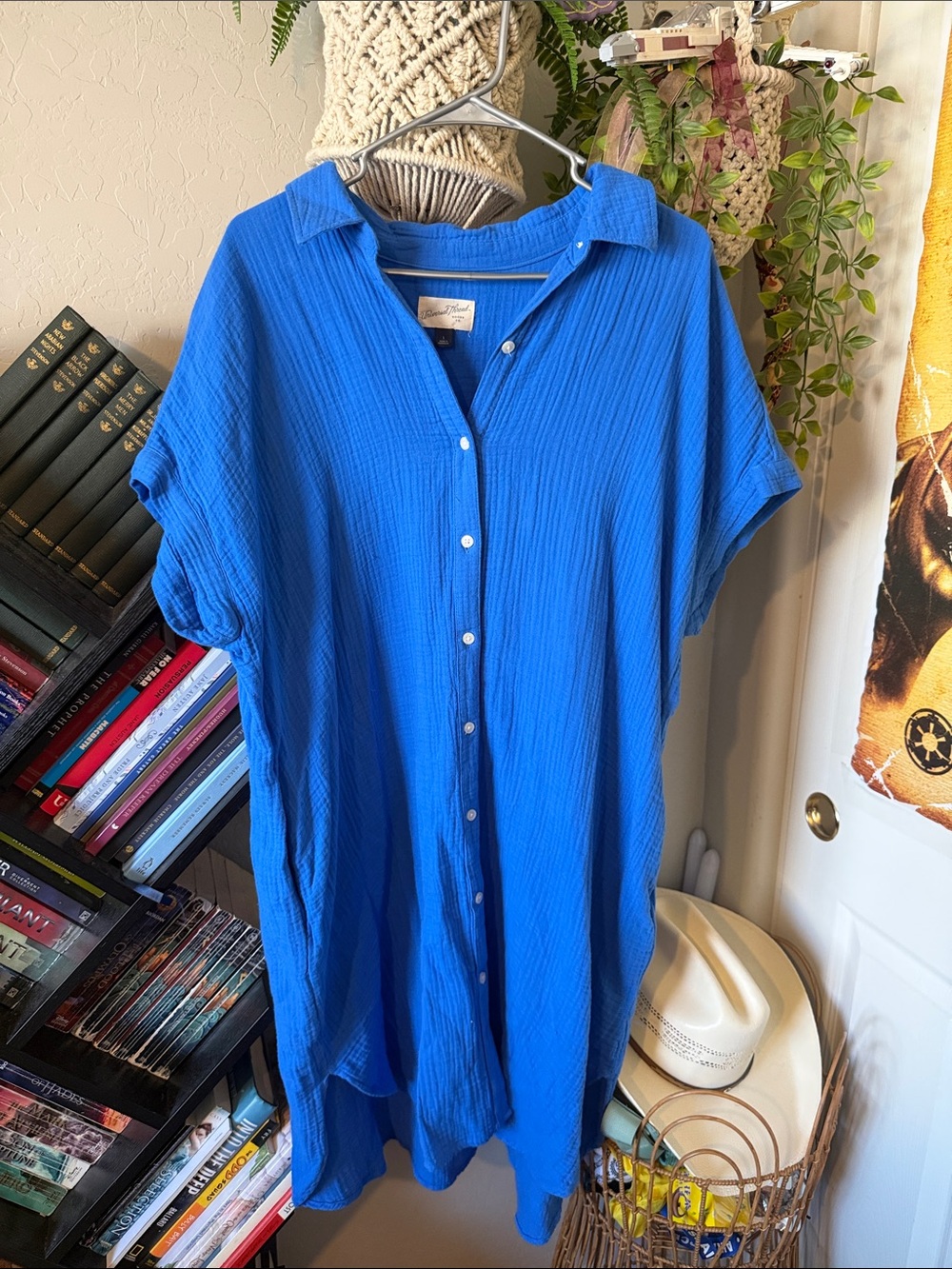 Target Blue Button-Front Midi Dress